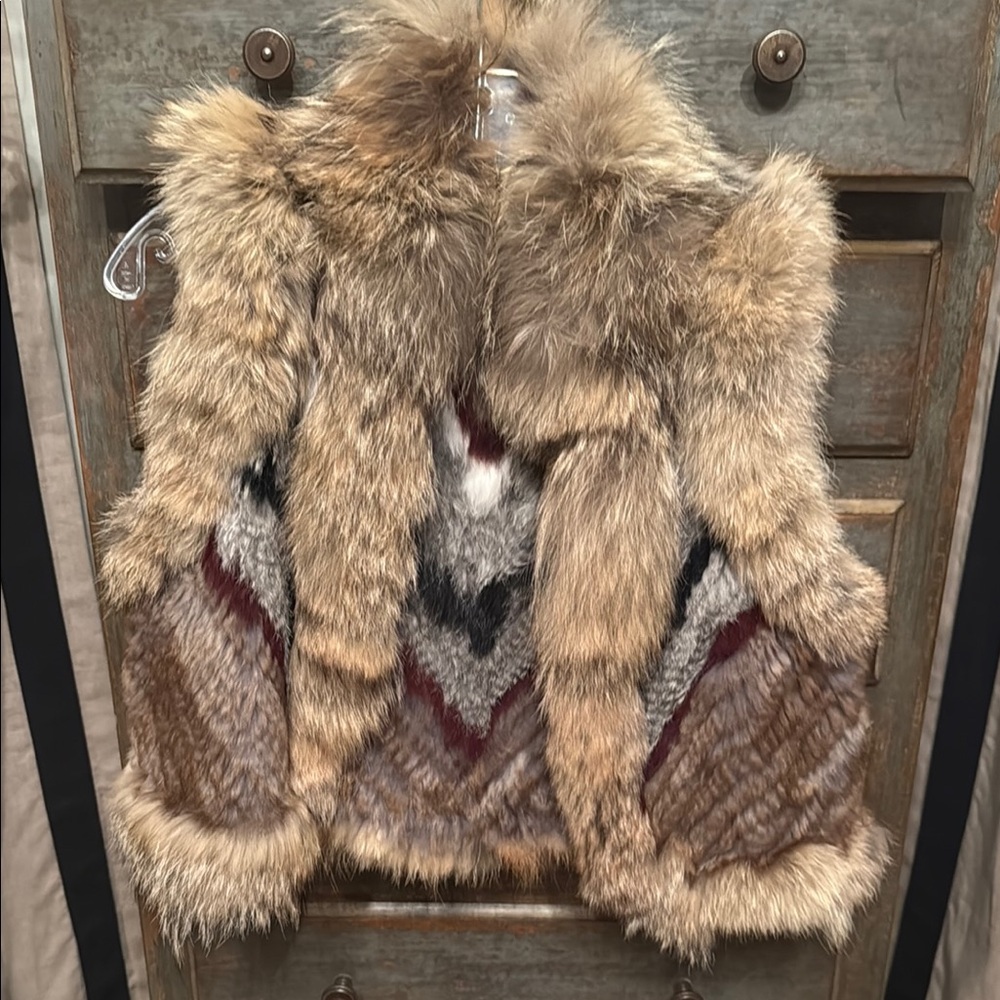 Faux Fur Elizabeth and James Vest with Patterned Design